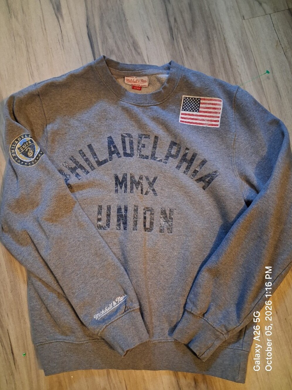 Mitchell & Ness 2010 Gray Philadelphia Union Crewneck Sweatshirt Sm